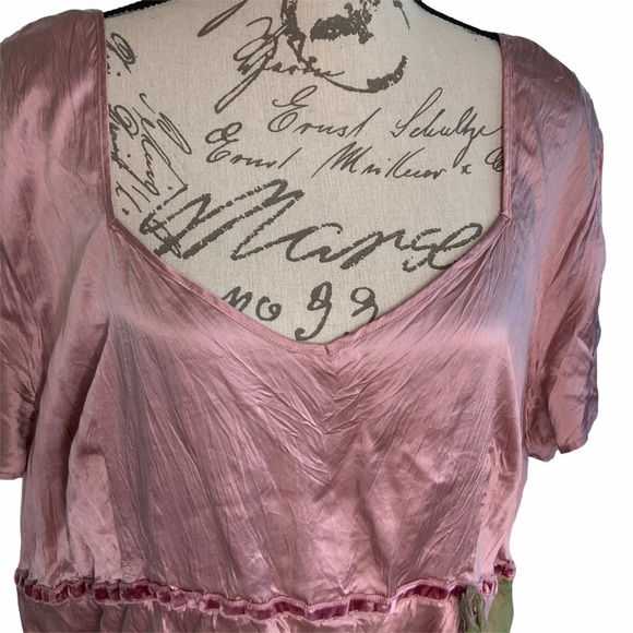 Seven7 Silk Top Plus Size 22/24 Pink With Green - Picture 2 of 10